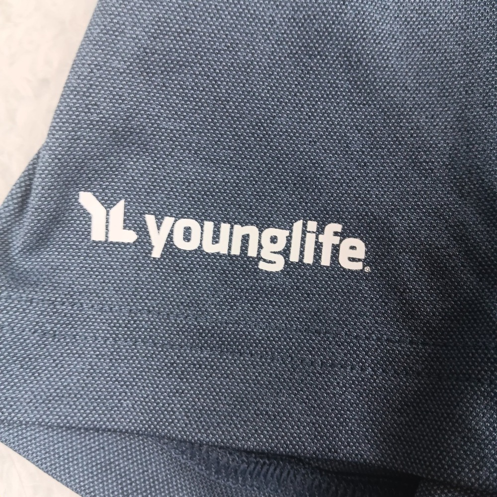 TravisMathew Polo Shirt 1MU410 Mens L Blue Gray Young Life Logo Short Sleeve - Picture 6 of 10